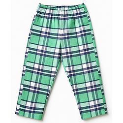 Babyhug 100% Cotton Knit Full Sleeves Checks Co-Ords Shirt & Pyjama Night Suit - Green