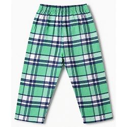 Babyhug 100% Cotton Knit Full Sleeves Checks Co-Ords Shirt & Pyjama Night Suit - Green