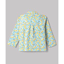 Babyhug 100% Cotton Knit Full Sleeves Co-Ords Shirt & Pyjama Night Suit with Abstract print - Sky Blue