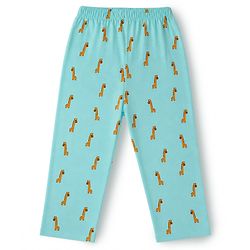 Babyhug 100% Cotton Knit Full Sleeves Co-Ords Shirt & Pyjama Night Suit with Giraffe Print - Turquoise