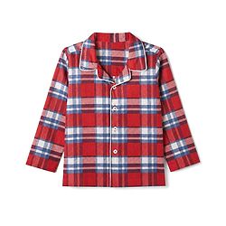 Babyhug Cotton Knit Full Sleeves Front Open Co-ord Shirt & Pyjama Night Suit with Checked in Red