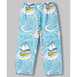 Babyhug 100% Cotton Knit Full Sleeves Co-Ords Shirt & Pyjama Night Suit with Ship & Sea Print - Sky Blue