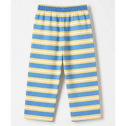 Babyhug Cotton Knit Full Sleeves Co-Ords Striped Shirt & Pyjama Night Suit - Blue