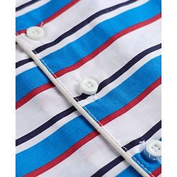 Babyhug Cotton Knit Full Sleeves Front Open Co-ords Striped Pyjama Night Suit Set - Blue
