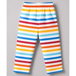 Babyhug Cotton Knit Front Open Woven Full Sleeves Co-ord Shirt & Pajama Night Suit with Stripes - Yellow