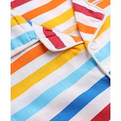 Babyhug Cotton Knit Front Open Woven Full Sleeves Co-ord Shirt & Pajama Night Suit with Stripes - Yellow