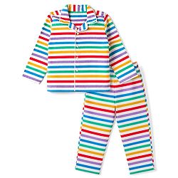 Babyhug Cotton Knit Full Sleeves Front Open Shirt Pyjama Co-ord Nightsuit With Stripes - Blue