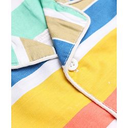 Babyhug Cotton Knit Front Open Full Sleeves Co-ord Shirt & Pajama Night Suit with Stripes - Yellow