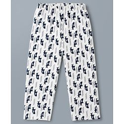 Babyhug 100% Cotton Knit Full Sleeves Co-Ords Shirt & Pyjama Night Suit with Shark Print - White