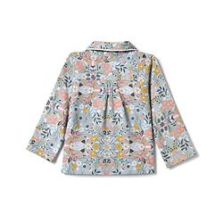 Babyhug Cotton Knit Full Sleeves Front Open Co -ord Shirt & Pyjama Night Suit with Floral Print Blue