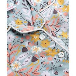 Babyhug Cotton Knit Full Sleeves Front Open Co -ord Shirt & Pyjama Night Suit with Floral Print Blue