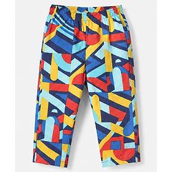 Babyhug 100% Cotton Knit Full Sleeves Co-Ords Shirt & Pyjama Night Suit with Abstract Print - Blue