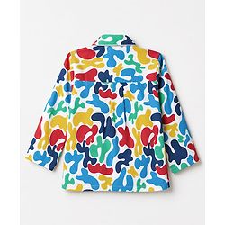 Babyhug 100% Cotton Knit Full Sleeves Co-Ords Shirt & Pyjama Night Suit with Abstract Print - Yellow