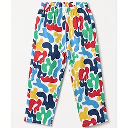 Babyhug 100% Cotton Knit Full Sleeves Co-Ords Shirt & Pyjama Night Suit with Abstract Print - Yellow