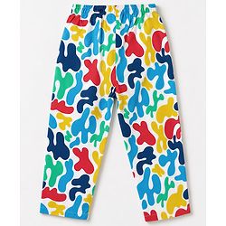 Babyhug 100% Cotton Knit Full Sleeves Co-Ords Shirt & Pyjama Night Suit with Abstract Print - Yellow
