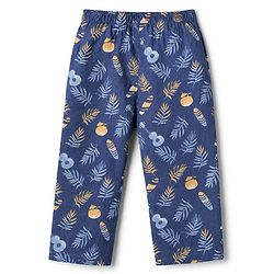 Babyhug Velour Knit Full Sleeves Front Open Woven Shirt & Pajama Night Suit with Leaf Guitar & Beach Theme Print - Navy Blue