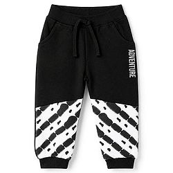 Babyhug 100% Cotton Looper Knit Jogger Fit Full Length Lounge Pant with Adventure Print in Black