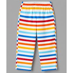 Babyhug Cotton Knit Full Sleeves Front Open Co-ord Shirt & Pyjama Night Suit With Striped in Blue & White