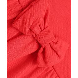 Babyhug Single Jersey Knit Full Sleeves Dress with Floral Print & Bow Applique - Red