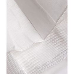 Babyhug Mesh Woven Half sleeves Party Dress With Sequin Leaves Thread Embroidery & Bow Applique - White