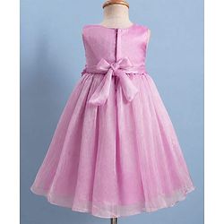 Babyhug Satin Woven Sleeveless Gown with a oversized Fabric flower at the Waistline - Lilac