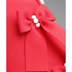 Babyhug Scuba Knit Sleeveless A Line Solid Colour Party Dress with Bow Applique - Red