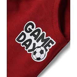 Babyhug 100% Cotton Looper Knit Jogger Fit Full Length Lounge Pant with Text Print in Maroon