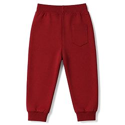 Babyhug 100% Cotton Looper Knit Jogger Fit Full Length Lounge Pant with Text Print in Maroon