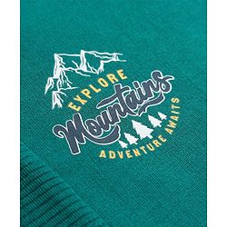 Babyhug 100% Cotton Looper Knit Jogger Fit Full Length Lounge Pant with Mountains Print in Teal Blue