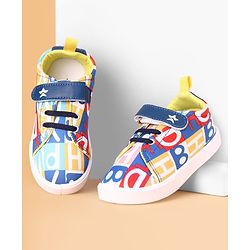 Cute Walk by Babyhug Velcro Closure Casual Shoes with Alphabet Design - Blue & White