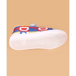 Cute Walk by Babyhug Velcro Closure Casual Shoes with Alphabet Design - Blue & White