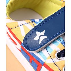Cute Walk by Babyhug Velcro Closure Casual Shoes with Alphabet Design - Blue & White