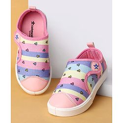 Cute Walk by Babyhug Velcro Closure Casual Shoes with Hearts Print - Pink