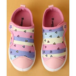 Cute Walk by Babyhug Velcro Closure Casual Shoes with Hearts Print - Pink