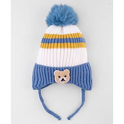 Babyhug Knit Woollen Cap with Cable Knit Design & Pom Pom Pink - Diameter 10 cm