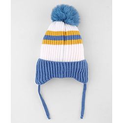 Babyhug Knit Woollen Cap with Cable Knit Design & Pom Pom Pink - Diameter 10 cm