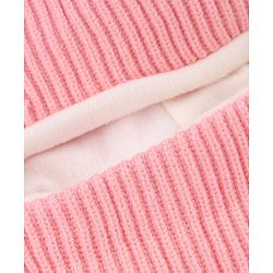 Babyhug Knit Woollen Monkey Cap with Pom Pom Pink - Diameter 10 cm
