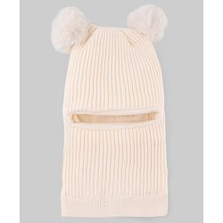 Babyhug Knit Woollen Monkey Cap with Pom Pom Biege - Diameter 10 cm