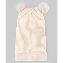 Babyhug Knit Woollen Monkey Cap with Pom Pom Biege - Diameter 10 cm