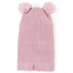 Babyhug Knit Woollen Monkey Cap with Cable Knit Design Pink - Diameter - 10 cm