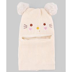 Babyhug Knit Woollen Cap with Cable Knit Design Pink - Diameter 10 cm