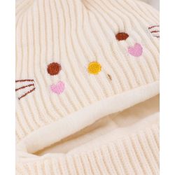 Babyhug Knit Woollen Cap with Cable Knit Design Pink - Diameter 10 cm