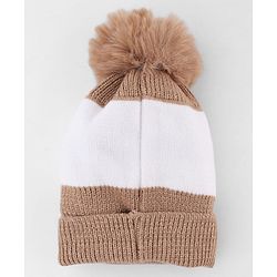Babyhug Knit Woollen Cap with Bird Face Design & Pom Pom Light Brown - Diameter 10 cm