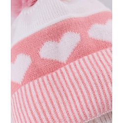 Babyhug Knit Heart Design Woollen Cap Pink - Diameter 10 cm