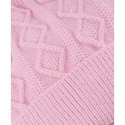 Babyhug Knit Woollen Cap with Cable Knit Design Pink - Diameter 10 cm