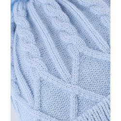 Babyhug Knit Woollen Cap with Cable Knit Design Blue - Diameter 10 cm