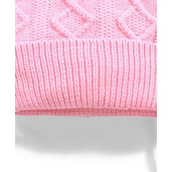 Babyhug Knit Woollen Cap with Animal Face Design & Pom Pom   Blue - 10 cm