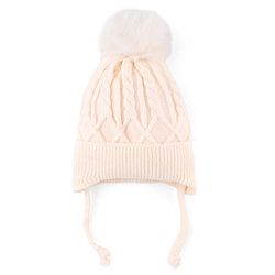 Babyhug Knit Woollen Cap with Cable Knit Design Light Pink - Diameter 10 cm