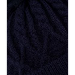 Babyhug Knit Woollen Cap with Cable Knit Design Black - Diameter 10 cm