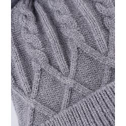 Babyhug Knit Woollen Cap with Cable Knit Design Grey - Diameter 10 cm